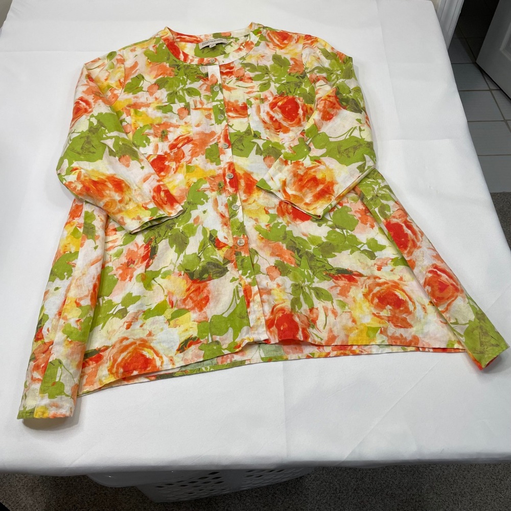 Jones New York Sport Women's Linen Blend Floral Tunic Top Size Large - Picture 10 of 15